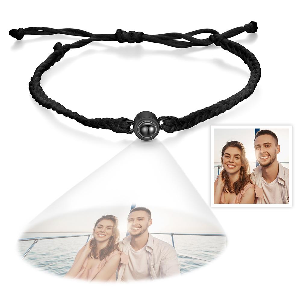Custom Projection Bracelet Simple Woven Couple Bracelet Valentines Gift - DiyGiftly