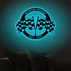 Custom Racing Flag Metal Sign with LED Light – Personalized Motorsports Wall Art, Checkered Flag Garage Decor, Unique Racer Gift for Car Lovers 93177600 - DiyGiftly