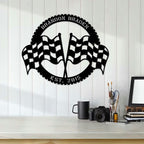 Custom Racing Flag Metal Sign with LED Light – Personalized Motorsports Wall Art, Checkered Flag Garage Decor, Unique Racer Gift for Car Lovers 93177600 - DiyGiftly