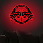 Custom Racing Flag Metal Sign with LED Light – Personalized Motorsports Wall Art, Checkered Flag Garage Decor, Unique Racer Gift for Car Lovers 93177600 - DiyGiftly