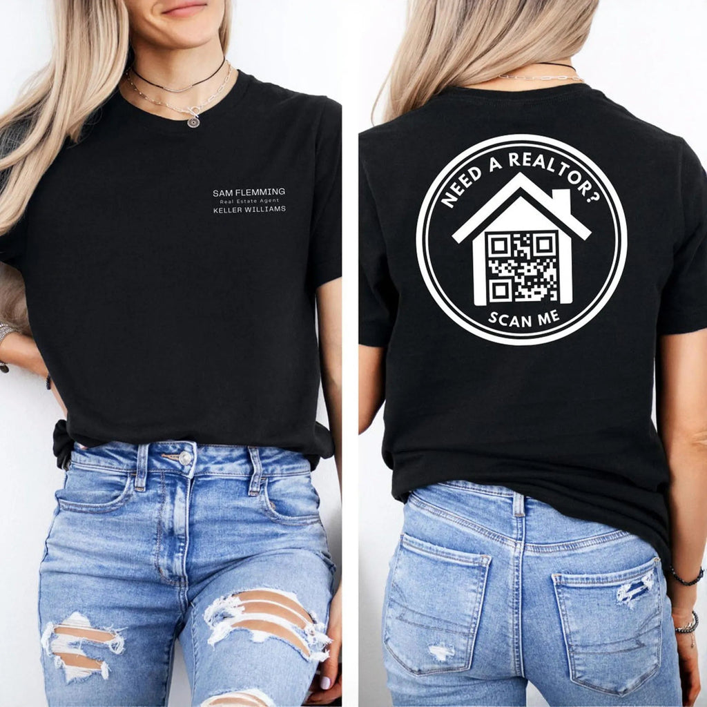 Custom Realtor QR Code Shirt, Men’s Woman’s Unisex, Bella Canvas, Real Estate Agent, Realtor, Business, Team, Apparel, Any Brokerage 18223104 - DiyGiftly