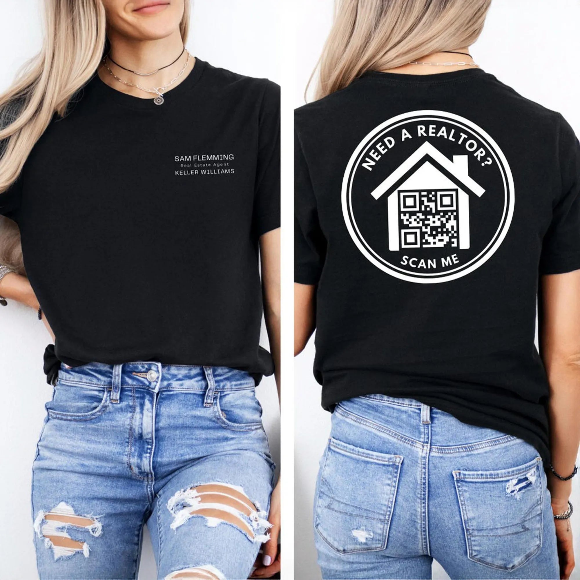 Custom Realtor QR Code Shirt, Men’s Woman’s Unisex, Bella Canvas, Real Estate Agent, Realtor, Business, Team, Apparel, Any Brokerage 18223104 - DiyGiftly
