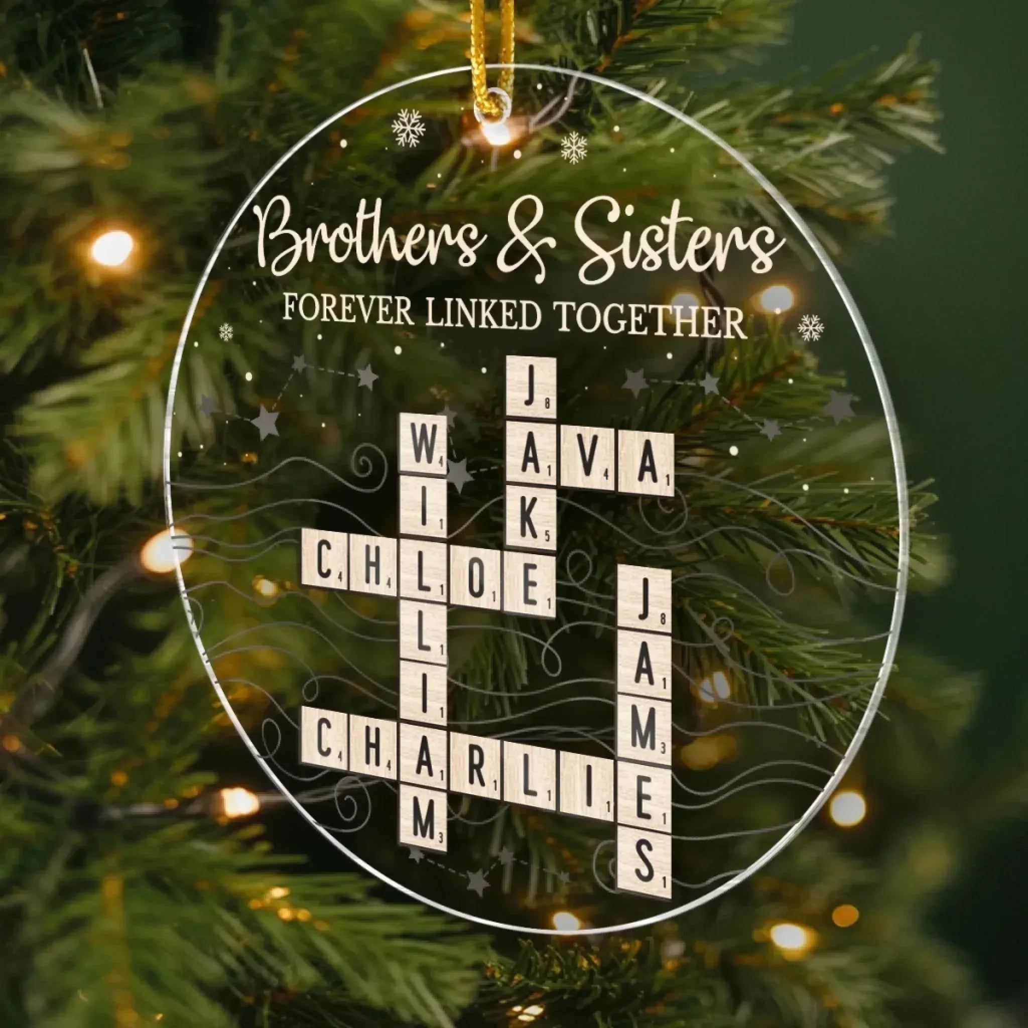 Custom Scrabble Acrylic Ornament – Personalized Christmas & Birthday Gift for Brother or Sister – Growing Side by Side Always 1055549 - DiyGiftly