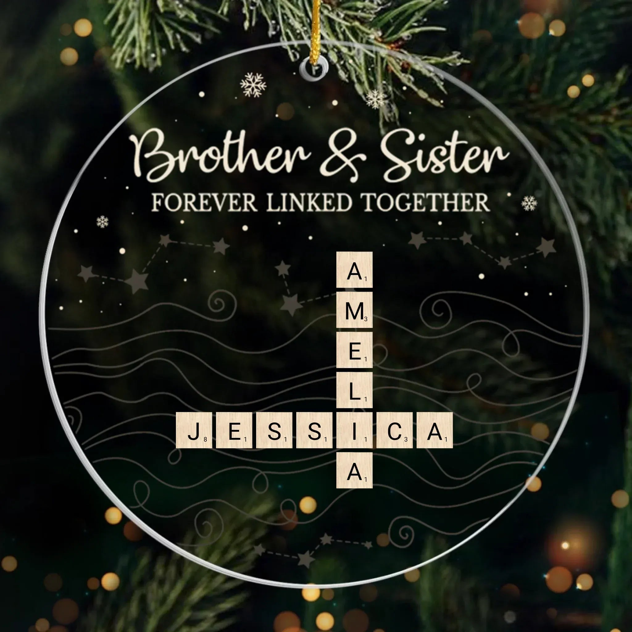 Custom Scrabble Acrylic Ornament – Personalized Christmas & Birthday Gift for Brother or Sister – Growing Side by Side Always 1055549 - DiyGiftly