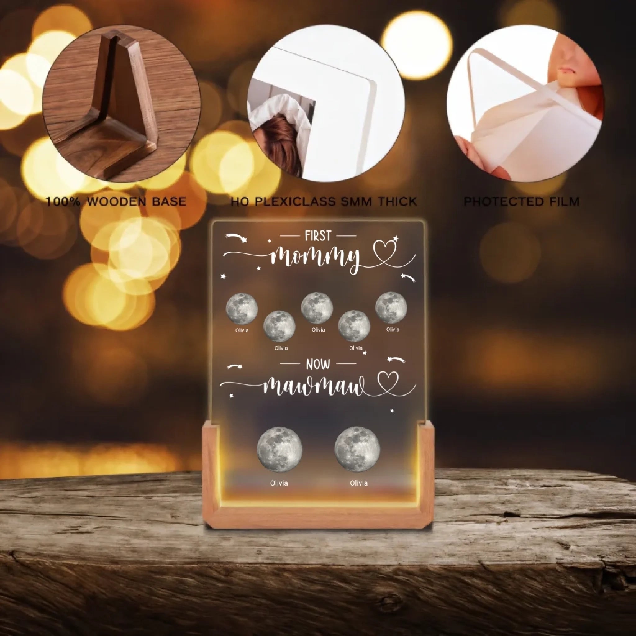 Custom Shaped 3D LED Walnut Night Light - Personalized Mother's Day & Birthday Gifts for Mom, Grandma - A Heartfelt Tribute to Love Through Every Phase of Life 1118568 - DiyGiftly