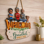 Personalized family names wood sign rustic family welcome decor grandparents day gift