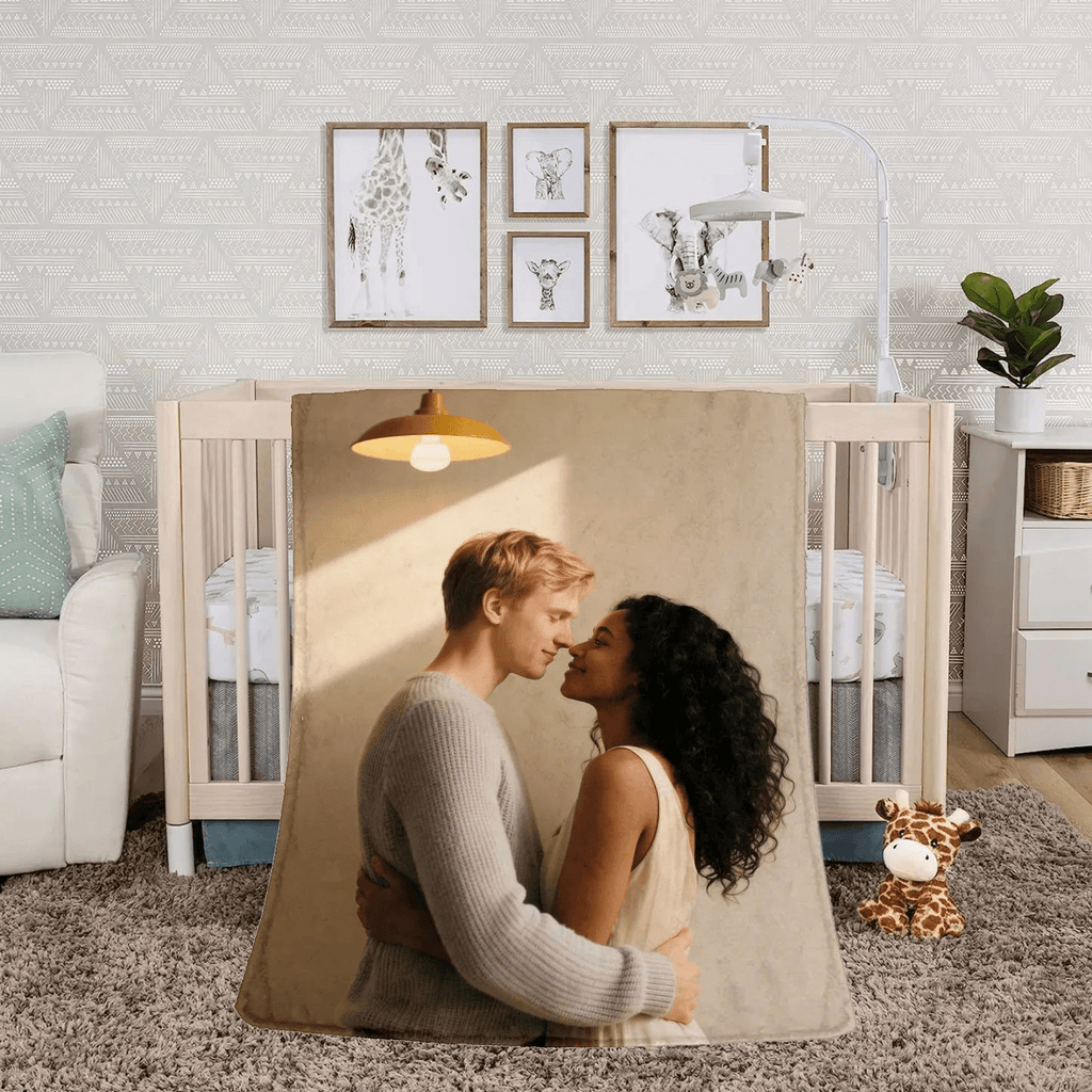 Custom Soft Flannel Blanket Personalized Photo Blanket with Name for Family Gifts - DiyGiftly