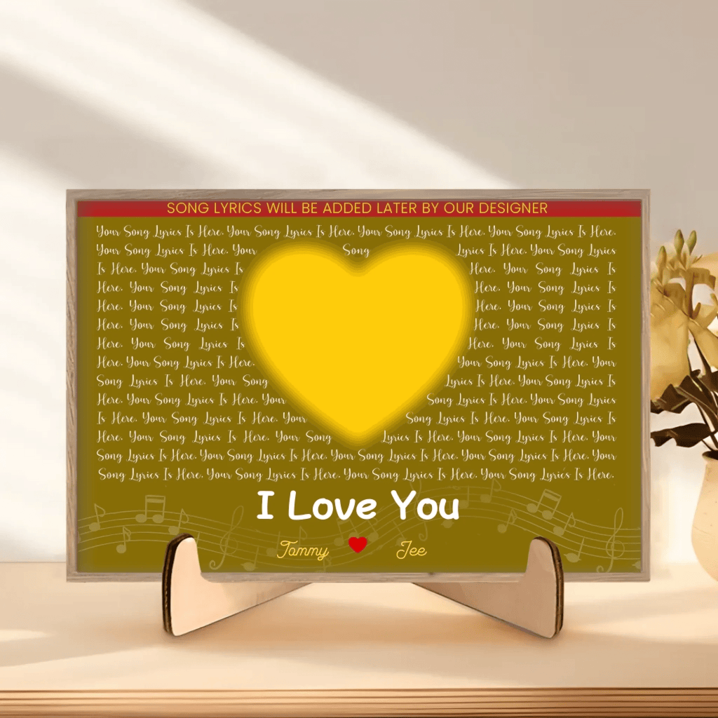 Custom Song Lyrics, Upload Photo, Customizable Name And Text Wooden Plaque Art 732543 - DiyGiftly