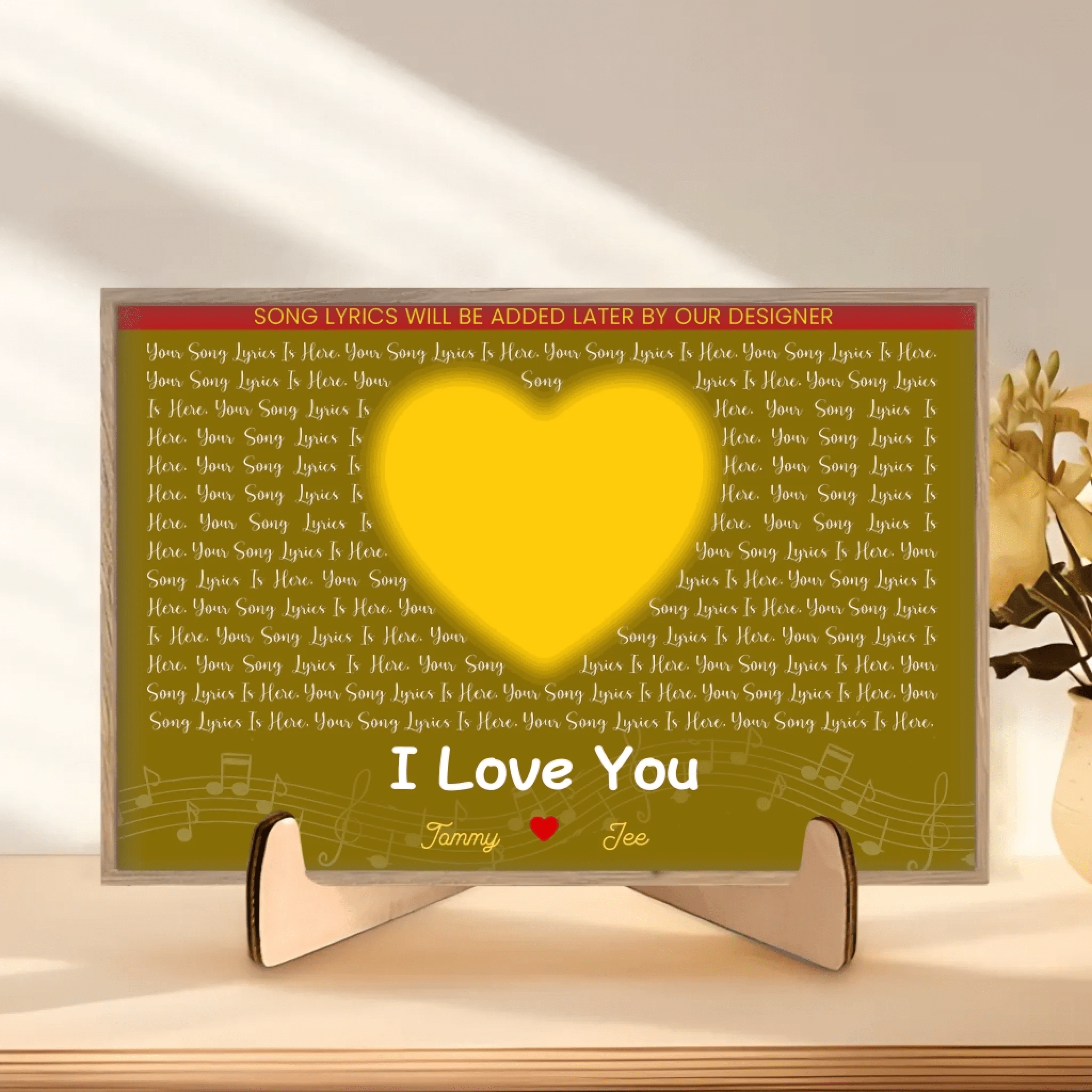 Custom Song Lyrics, Upload Photo, Customizable Name And Text Wooden Plaque Art 732543 - DiyGiftly