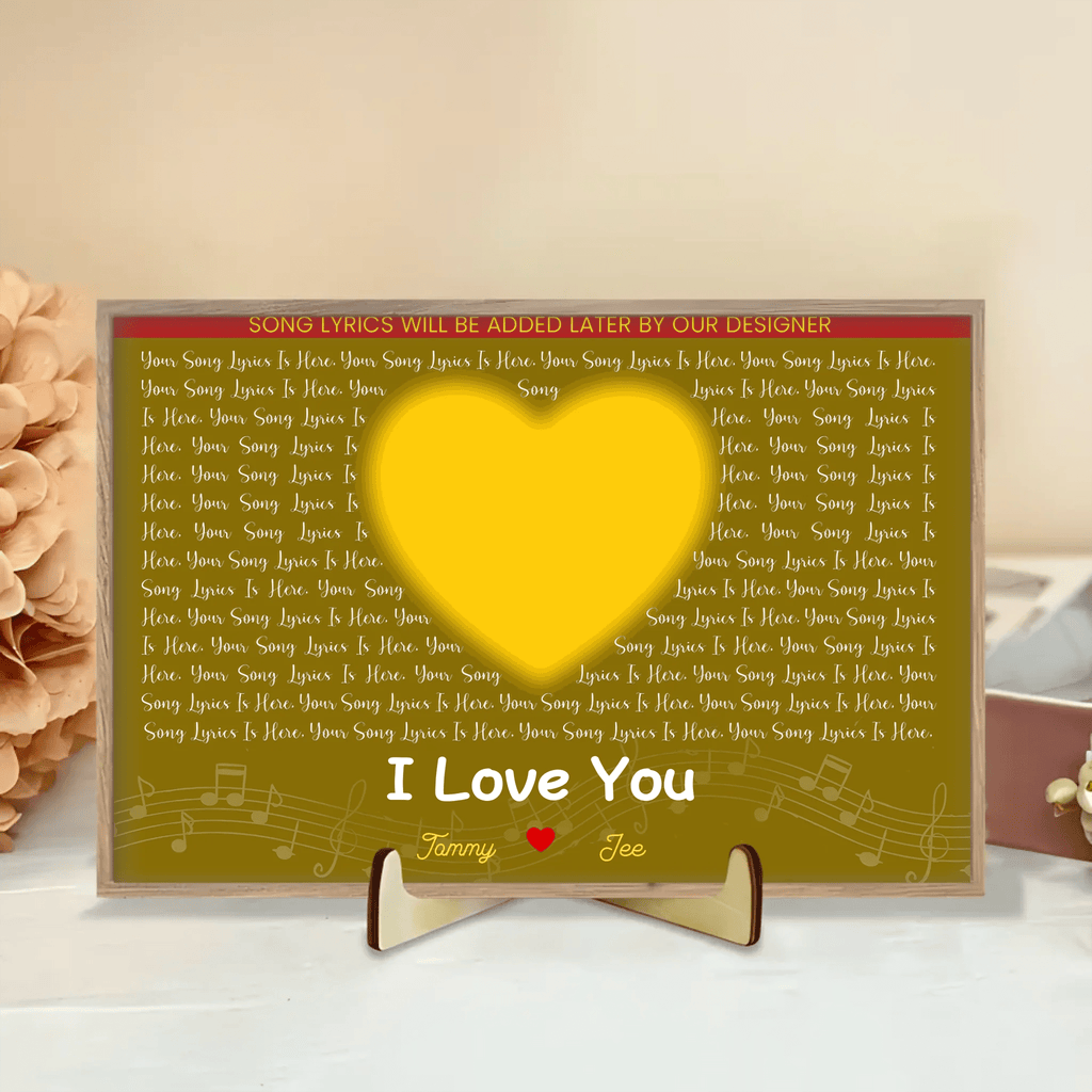 Custom Song Lyrics, Upload Photo, Customizable Name And Text Wooden Plaque Art 732543 - DiyGiftly