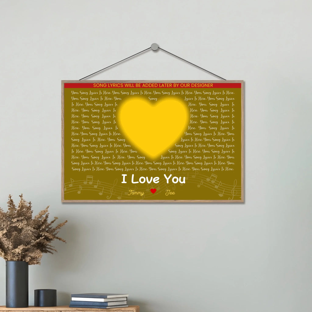 Custom Song Lyrics, Upload Photo, Customizable Name And Text Wooden Plaque Art 732543 - DiyGiftly