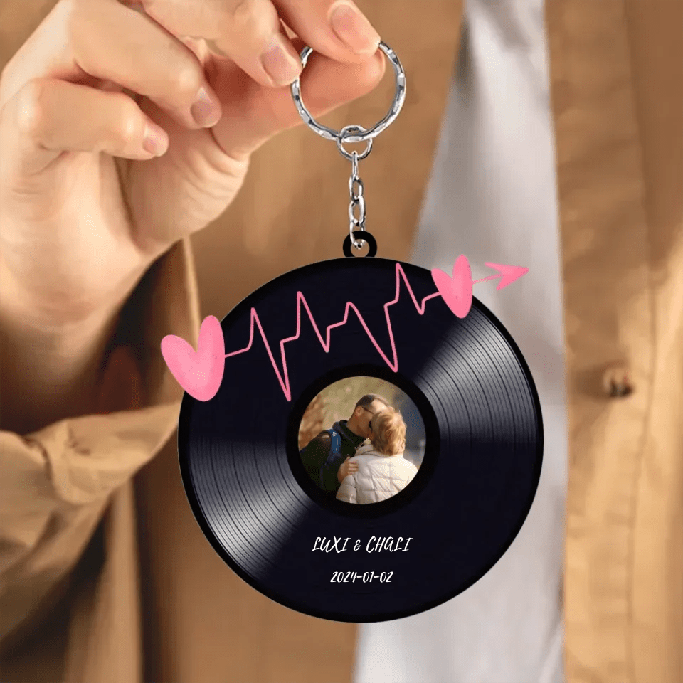 Custom Song Lyrics, Vinyl Record Art, Upload Photo - Custom - made couple names keychain 734466 - DiyGiftly