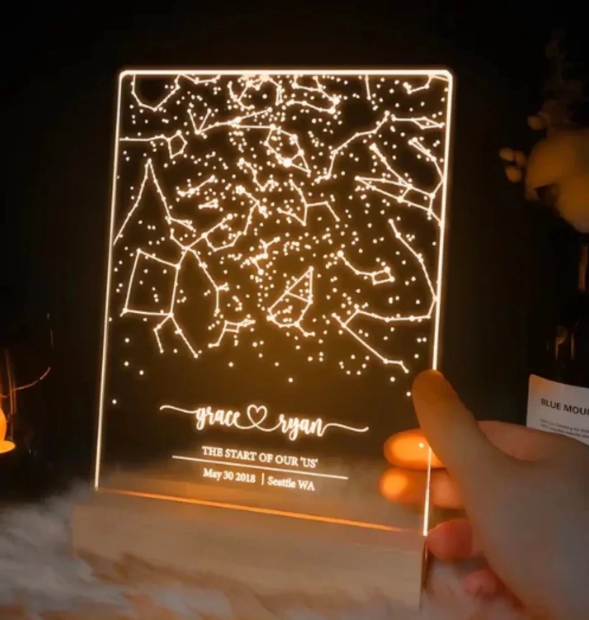 Custom star map by date, Star map night light, Personalized constellation map, Night sky by date, Engagement gift for him and her 758948 - DiyGiftly