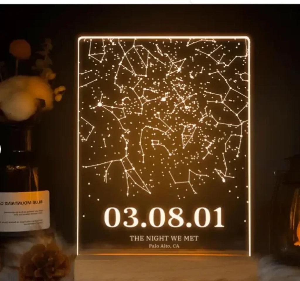 Custom star map by date, Star map night light, Personalized constellation map, Night sky by date, Engagement gift for him and her 758948 - DiyGiftly