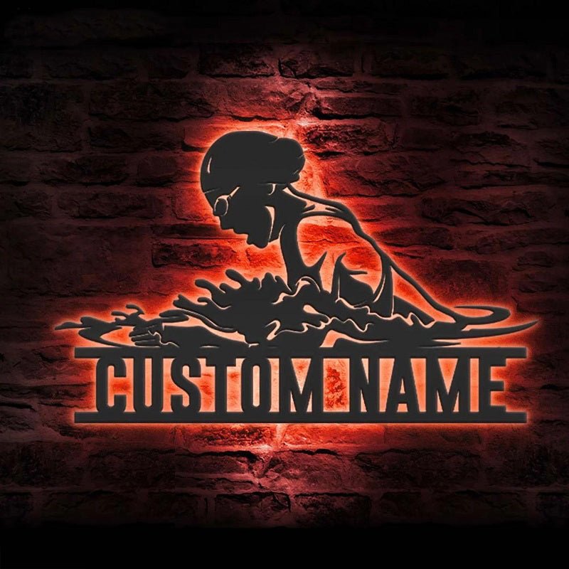 Custom Swimming Metal Wall Art with LED Lights – Personalized Name Sign for Swimmers, Swim Teams, and Water Sports Enthusiasts 43793664 - DiyGiftly