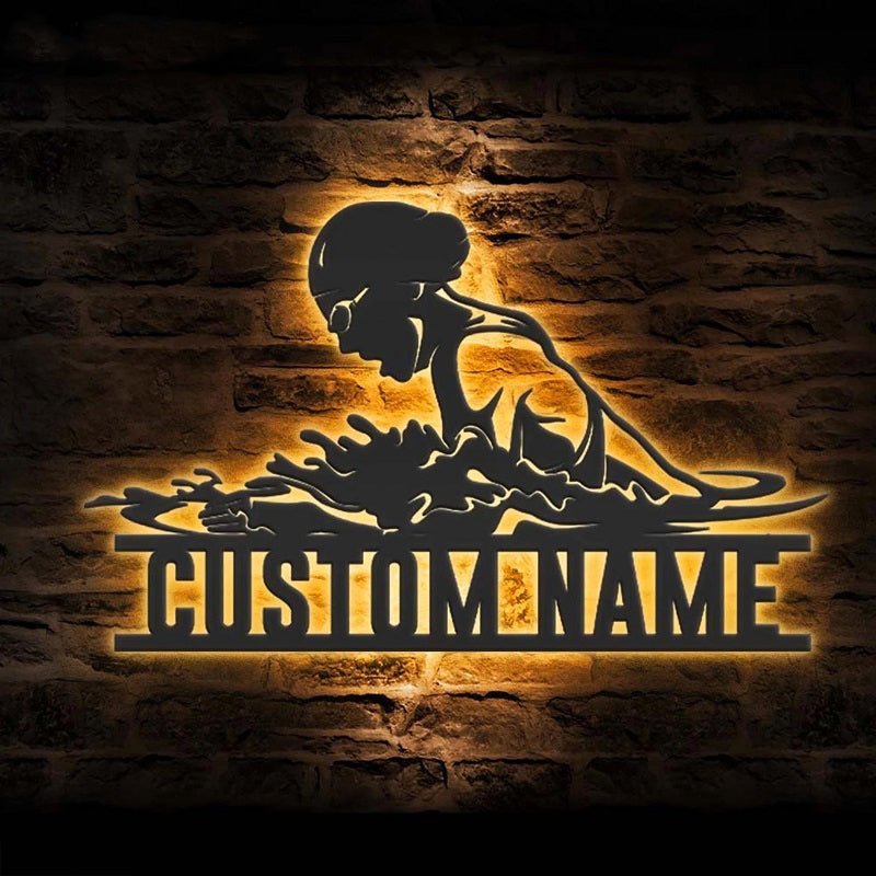 Custom Swimming Metal Wall Art with LED Lights – Personalized Name Sign for Swimmers, Swim Teams, and Water Sports Enthusiasts 43793664 - DiyGiftly