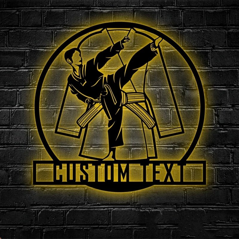 Custom Taekwondo Fan Club Metal Decor – Personalized Martial Arts Wall Art for Dojo, Home Gym, or Bedroom, LED Metal Sign for Taekwondo Enthusiasts, Students, and Martial Arts Fans 88509952 - DiyGiftly