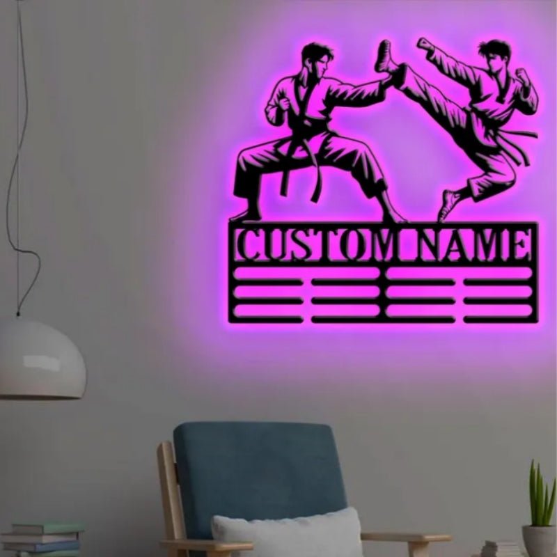 Custom Taekwondo Metal Wall Art LED Light – Personalized Martial Arts Decoration for Home, Bedroom, or Dojo, Modern Metal Wall Sign for Kids, Teens, and Taekwondo Enthusiasts, Unique Gift for Martial Arts Lovers 83262720 - DiyGiftly