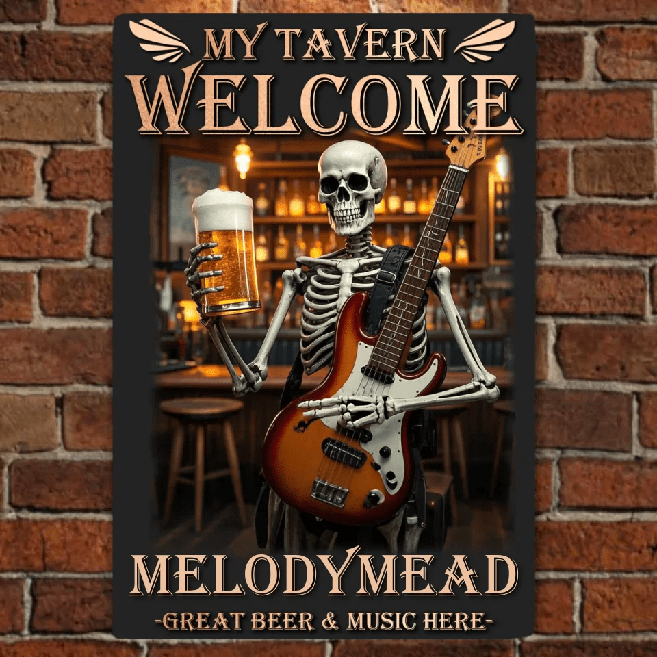 Custom Tavern Names - Skull Music And Beer Tin Art - A Birthday Present For A Friend 751277 - 751294 - DiyGiftly