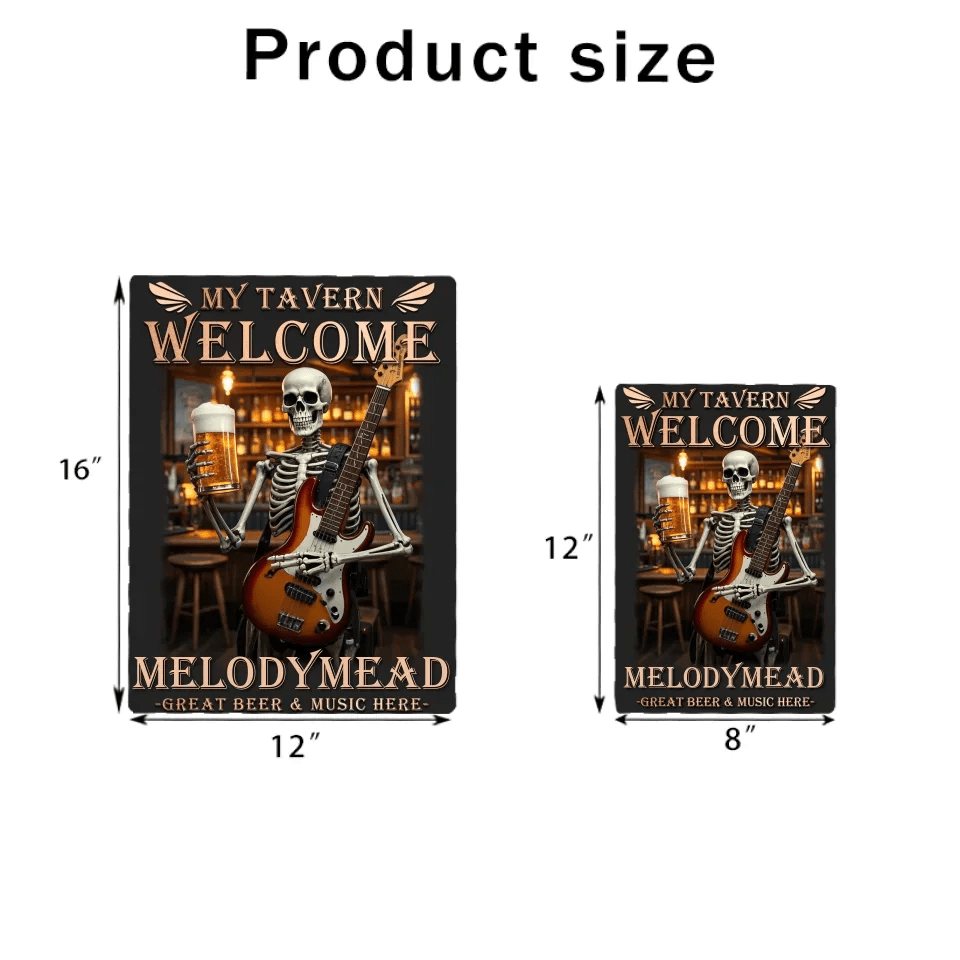 Custom Tavern Names - Skull Music And Beer Tin Art - A Birthday Present For A Friend 751277 - 751294 - DiyGiftly