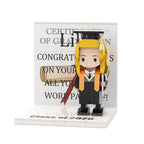 Custom Text Cute Brick Figure Full Body Customizable 1 Person Display Panel Graduation Gift - DiyGiftly