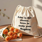 Custom Text Drawstring Canvas Bag – Personalized Travel Organizer - DiyGiftly
