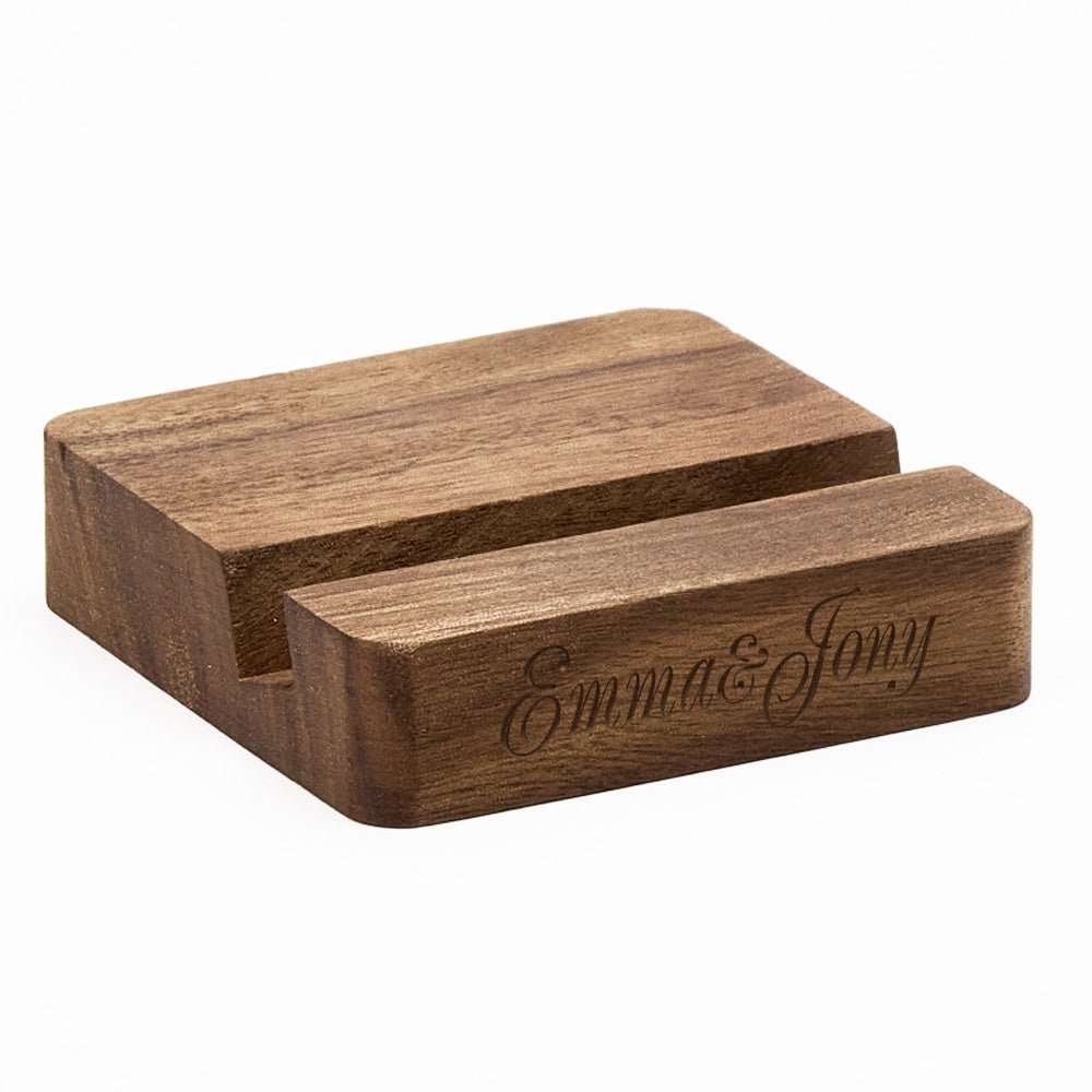 Custom Text Walnut Wooden Phone/Music Fridge Magnet Stand with Single Slot - DiyGiftly