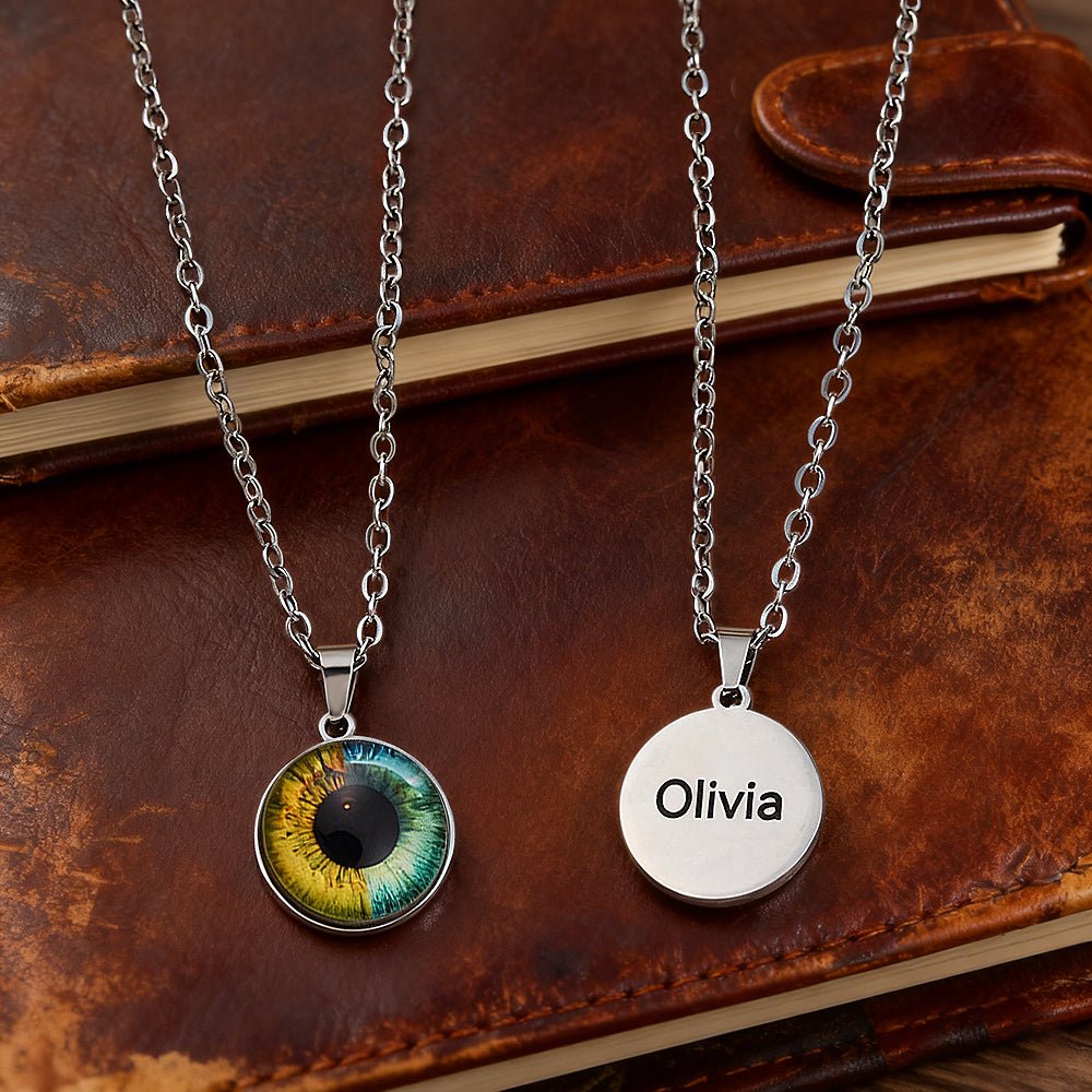 Custom Two - Eye Couple Pendant Intertwined Souls Dual Eye Necklace Personalized "Our Eyes" Necklace Anniversary Gift for Couples - DiyGiftly