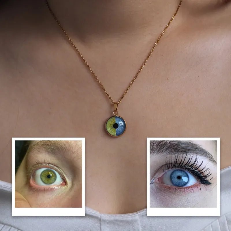 Custom Two - Eye Couple Pendant Intertwined Souls Dual Eye Necklace Personalized "Our Eyes" Necklace Anniversary Gift for Couples - DiyGiftly