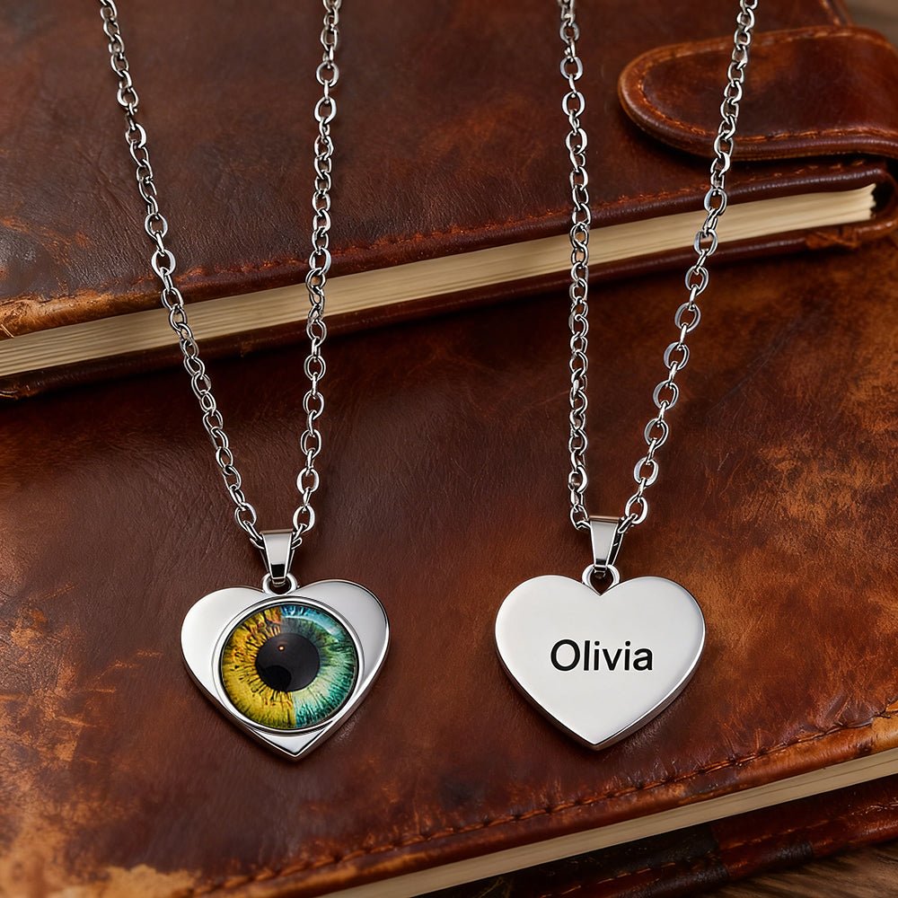 Custom Two - Eye Couple Pendant Intertwined Souls Dual Eye Necklace Personalized "Our Eyes" Necklace Anniversary Gift for Couples - DiyGiftly