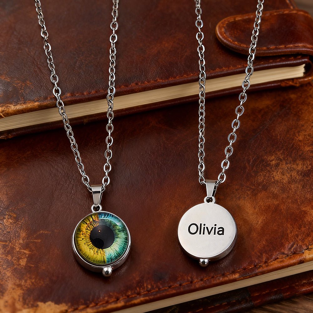Custom Two - Eye Couple Pendant Intertwined Souls Dual Eye Necklace Personalized "Our Eyes" Necklace Anniversary Gift for Couples - DiyGiftly