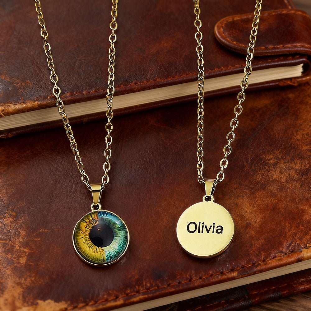 Custom Two - Eye Couple Pendant Intertwined Souls Dual Eye Necklace Personalized "Our Eyes" Necklace Anniversary Gift for Couples - DiyGiftly