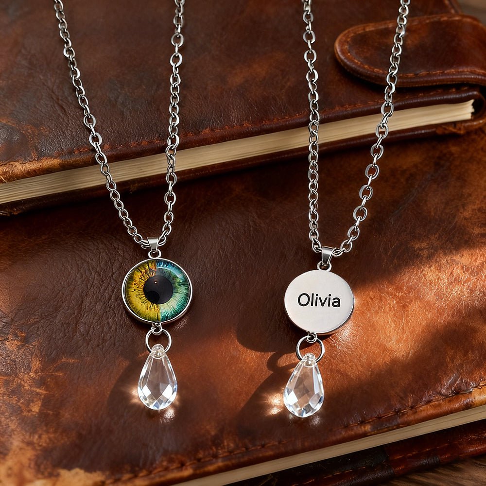 Custom Two - Eye Couple Pendant Intertwined Souls Dual Eye Necklace Personalized "Our Eyes" Necklace Anniversary Gift for Couples - DiyGiftly