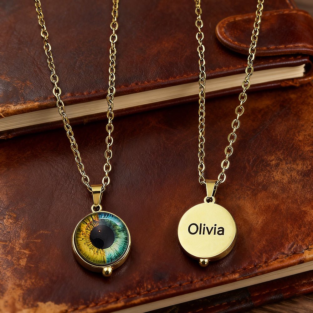 Custom Two - Eye Couple Pendant Intertwined Souls Dual Eye Necklace Personalized "Our Eyes" Necklace Anniversary Gift for Couples - DiyGiftly