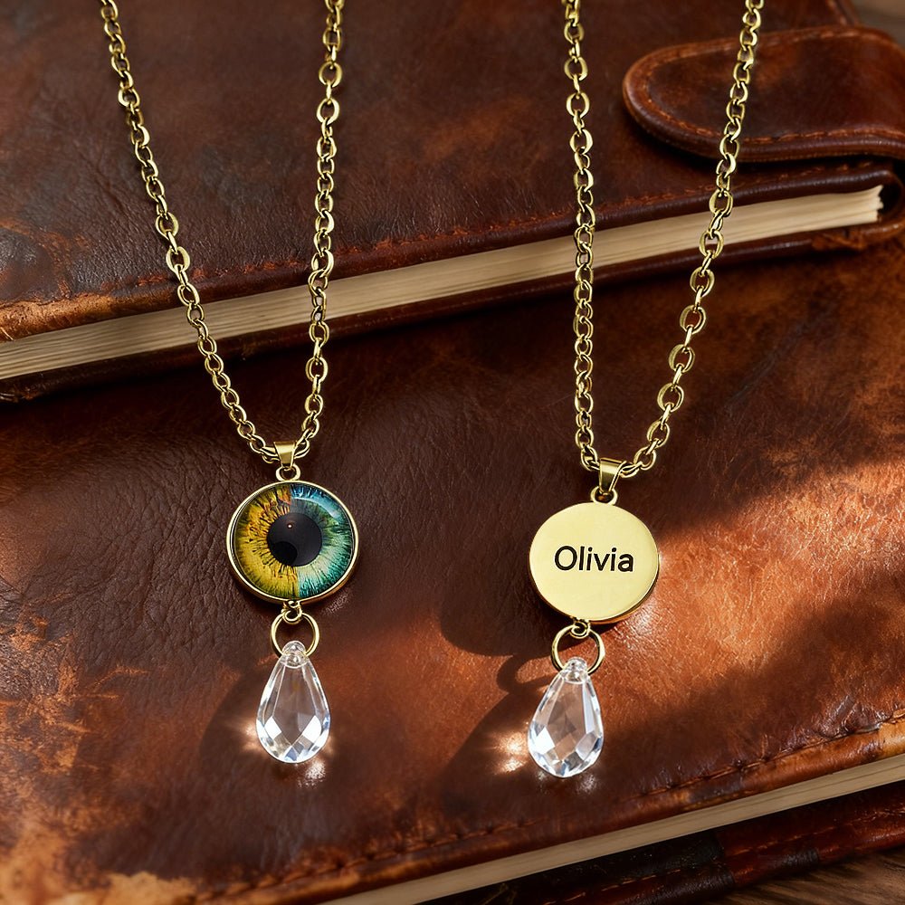 Custom Two - Eye Couple Pendant Intertwined Souls Dual Eye Necklace Personalized "Our Eyes" Necklace Anniversary Gift for Couples - DiyGiftly