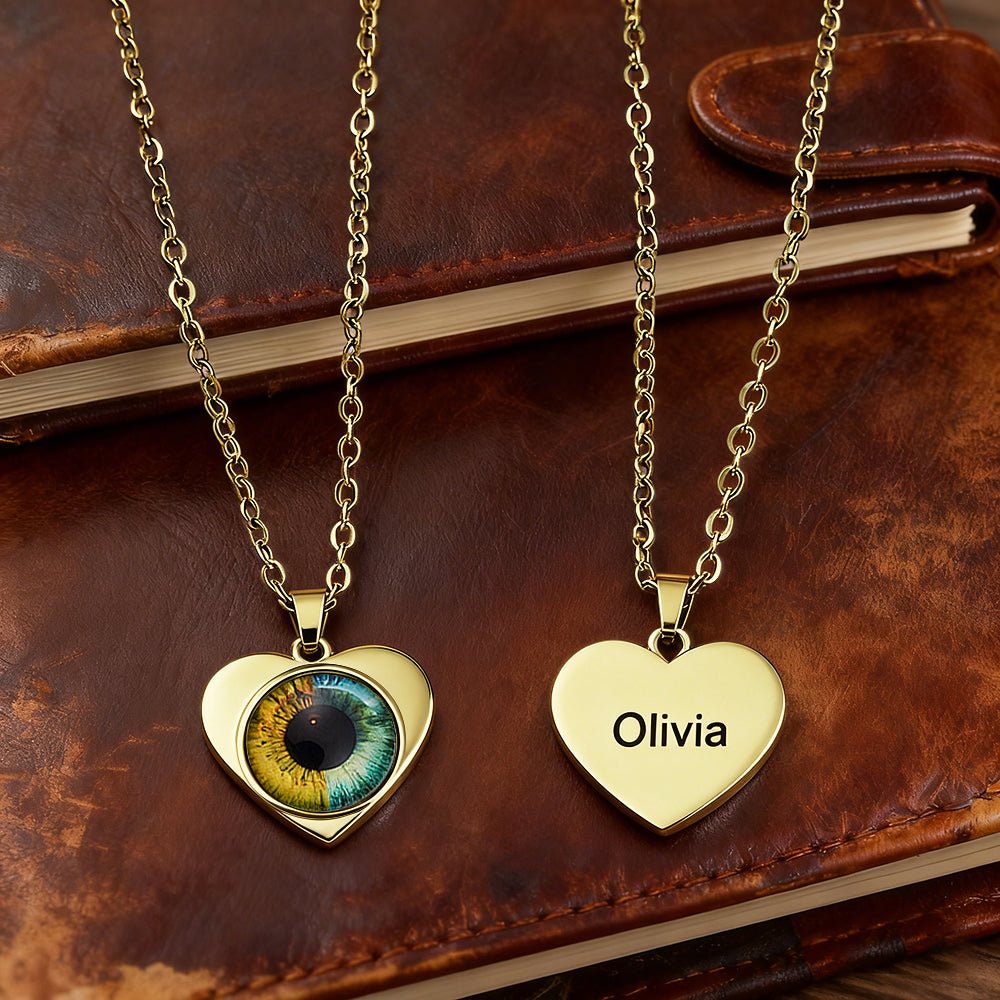 Custom Two - Eye Couple Pendant Intertwined Souls Dual Eye Necklace Personalized "Our Eyes" Necklace Anniversary Gift for Couples - DiyGiftly