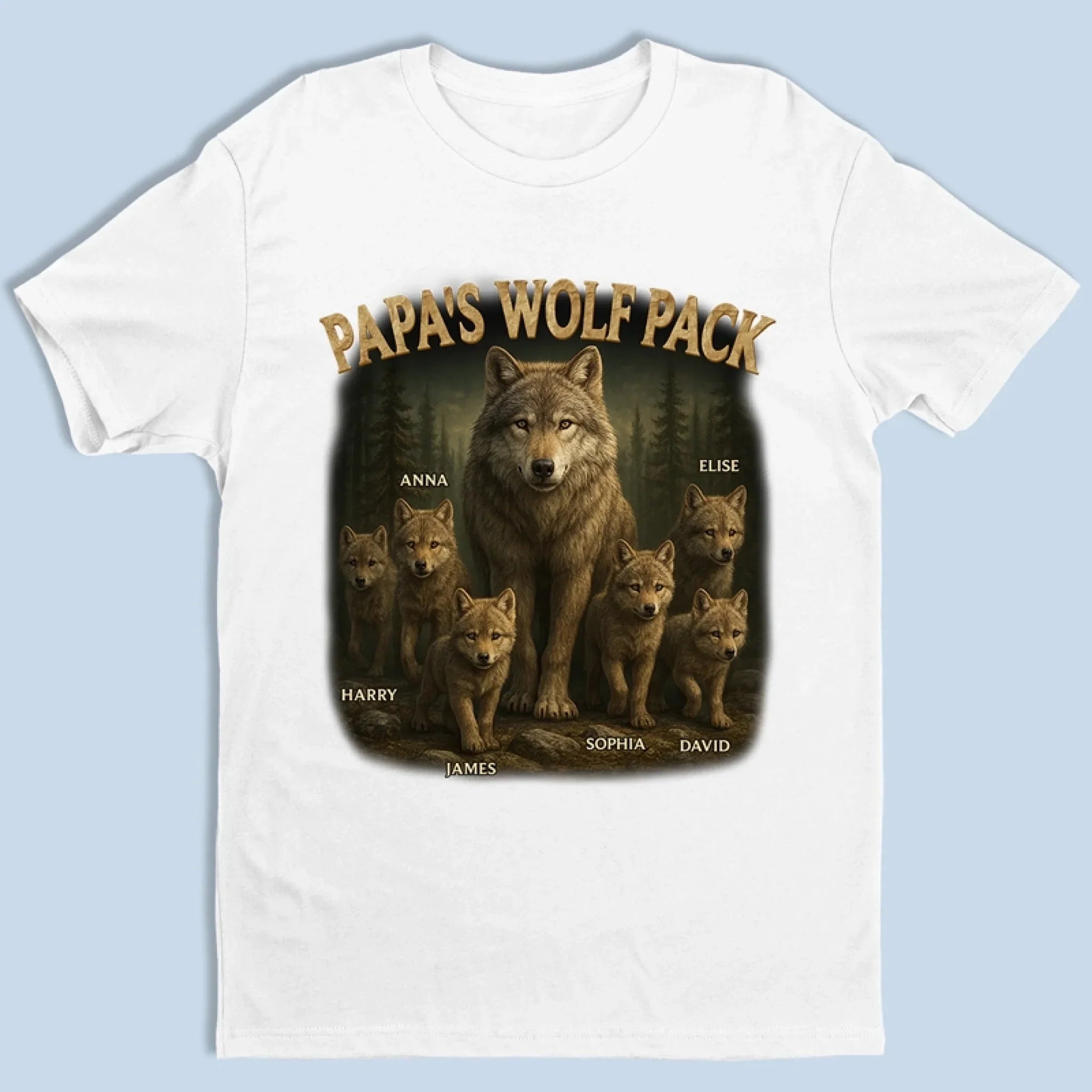 Custom Unisex T-shirt - Personalized Father’s Day & Birthday Gifts for Dad, Grandpa - Papa’s Wolf Pack Shirt - Matching Family Pack Tee - Gift for Grandpa, Dad, Papa, Father’s Day Outfit 11313664 - DiyGiftly