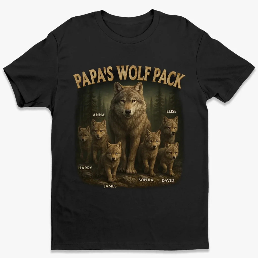 Custom Unisex T-shirt - Personalized Father’s Day & Birthday Gifts for Dad, Grandpa - Papa’s Wolf Pack Shirt - Matching Family Pack Tee - Gift for Grandpa, Dad, Papa, Father’s Day Outfit 11313664 - DiyGiftly