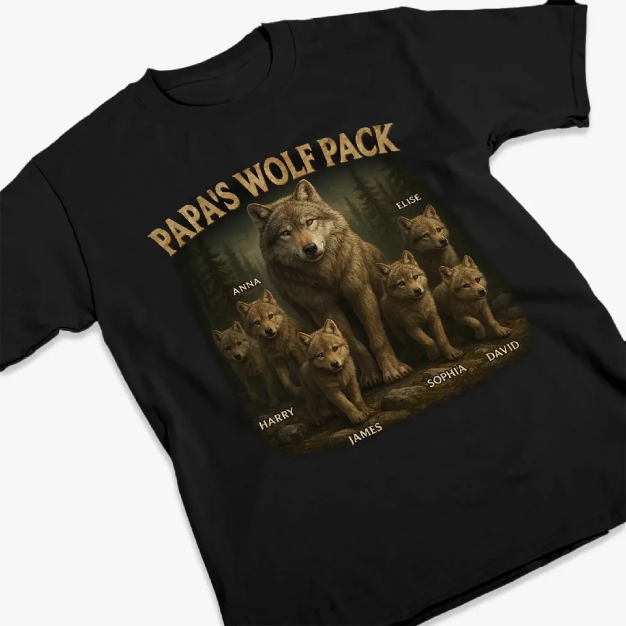 Custom Unisex T-shirt - Personalized Father’s Day & Birthday Gifts for Dad, Grandpa - Papa’s Wolf Pack Shirt - Matching Family Pack Tee - Gift for Grandpa, Dad, Papa, Father’s Day Outfit 11313664 - DiyGiftly