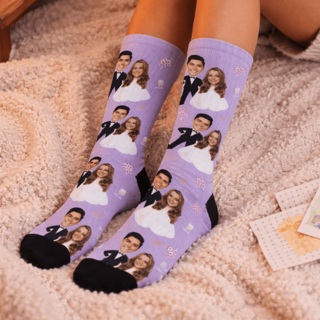 personalized wedding socks customized anniversary text face socks couple display