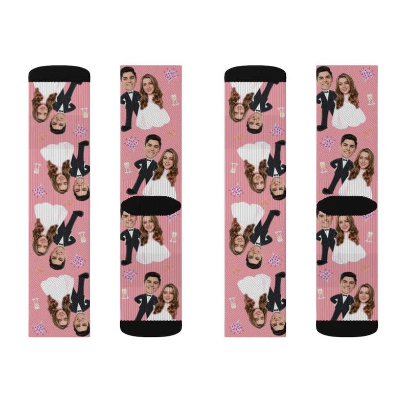 Custom Wedding Socks, Customized Anniversary Gift with text, Custom Face Socks for couple, Gift for Wedding, Personalized gift for groomsmen 259264 - DiyGiftly