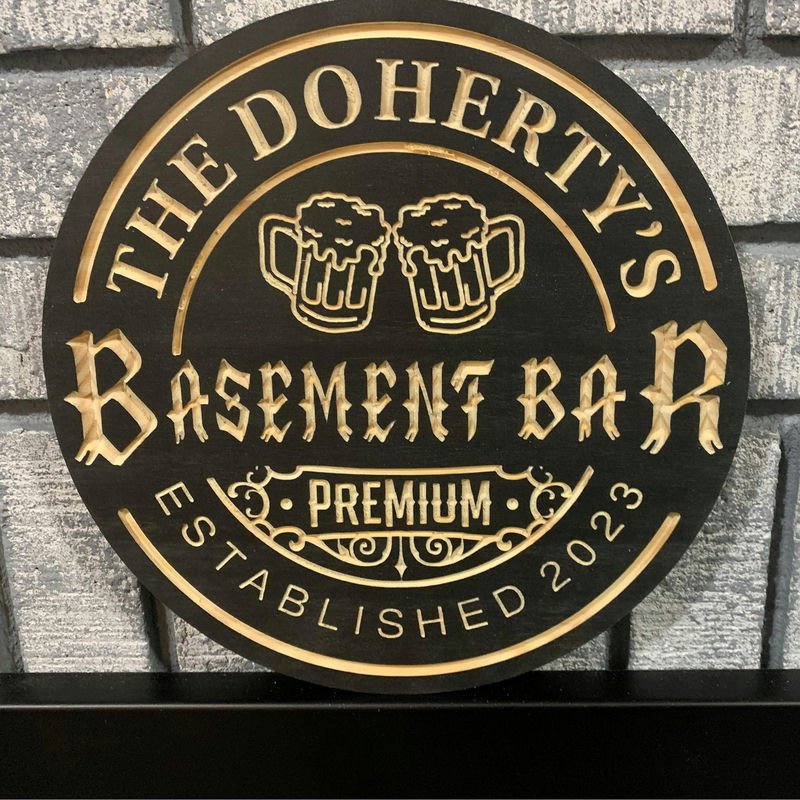 Custom Wood Engraved Bar Sign – Personalized Name & Logo Wall Art, Home Bar, Man Cave, Kitchen & Game Room Decor, Bar Owner Gift, Party & Housewarming Present, Rustic Pub Sign 18962176 - DiyGiftly