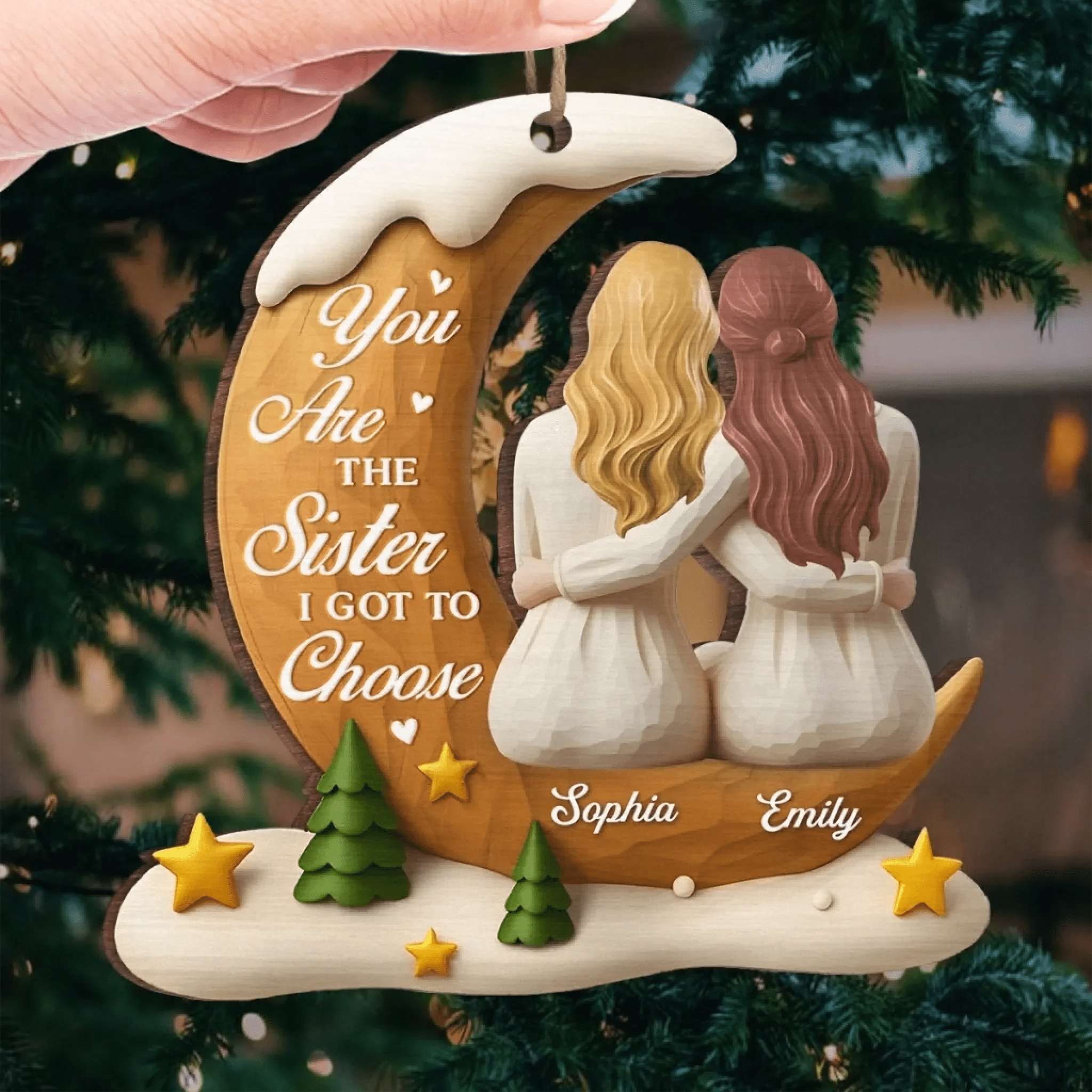 Custom Wood Ornament – Personalized Christmas & Birthday Gift for Best Friends, Sisters, and BFFs – “Best Friends Through Every Season” Keepsake 1054735 - DiyGiftly