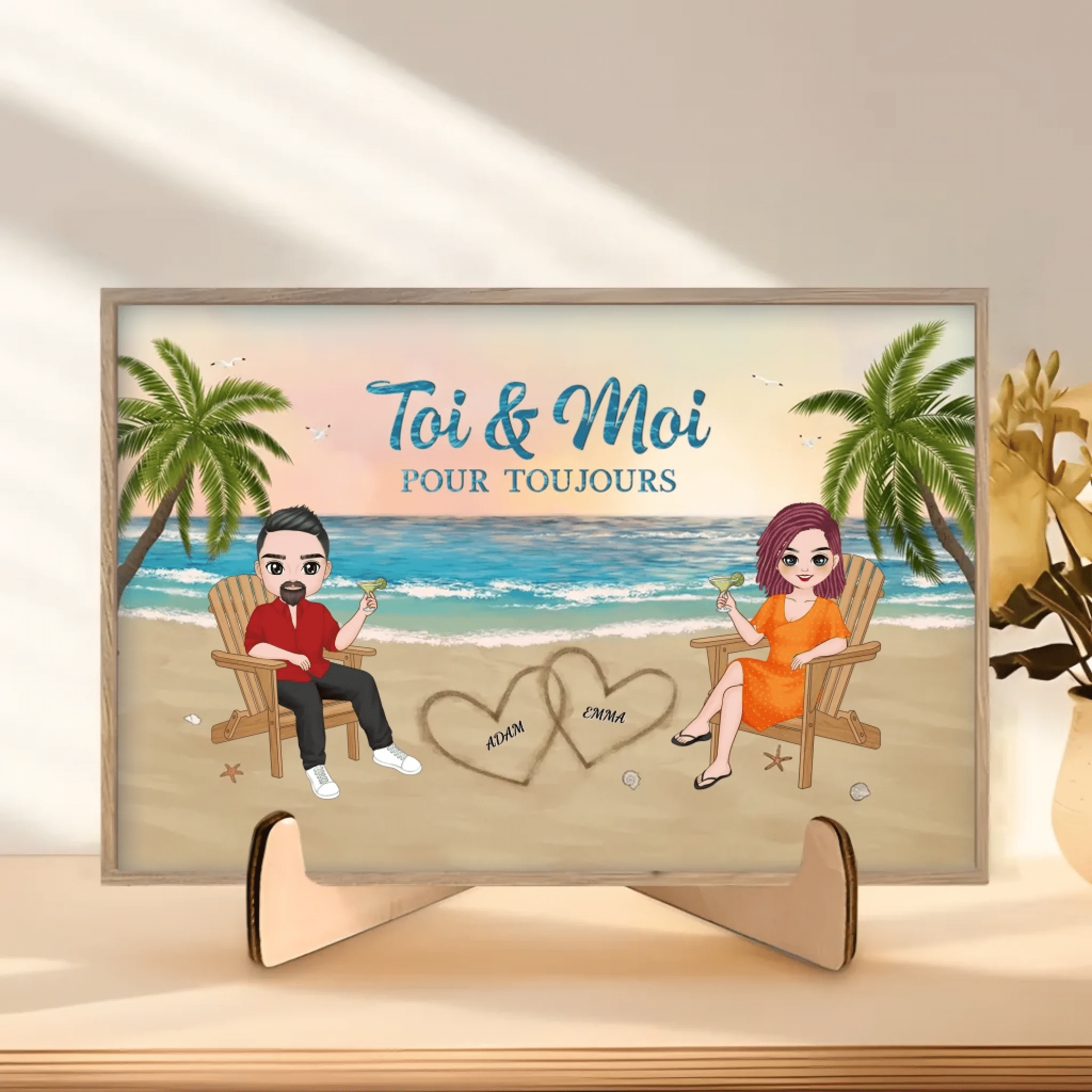 Custom Wooden Plaquet You And Me Forever Been Couple On The Beach Personalized 725062 - DiyGiftly