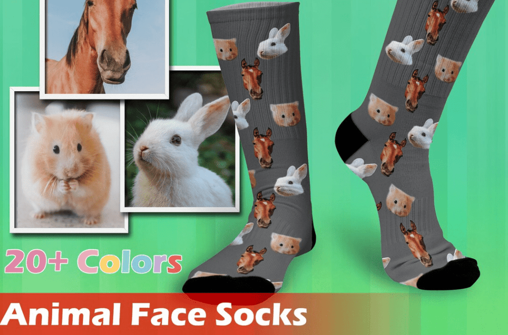 Customized Animal Face Socks, Put Any Faces On socks, Animal Photo Socks , Horse Rabbit Hamster Faces on Socks,Chirstmas Gift,Father's Day 36173568 - DiyGiftly