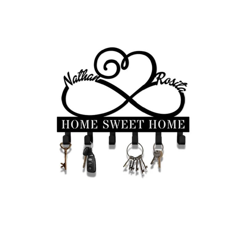 Customized Couple Heart - Shaped Metal Key Holder – Personalized Wall Decor for Home, Bedroom, Kitchen, Anniversary, or Wedding Gift 626496 - DiyGiftly