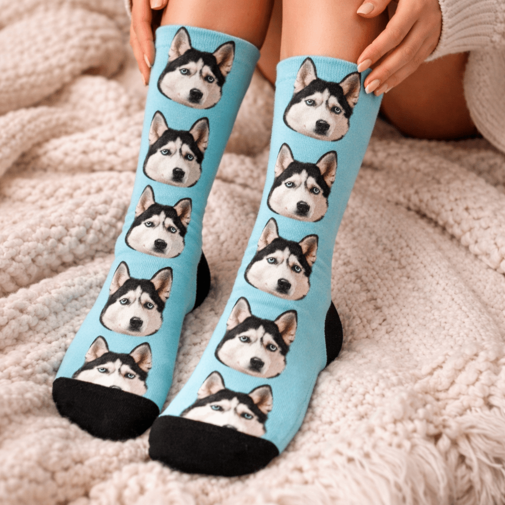 Dog Mom Smile Socks Personalized Pet Portrait Socks