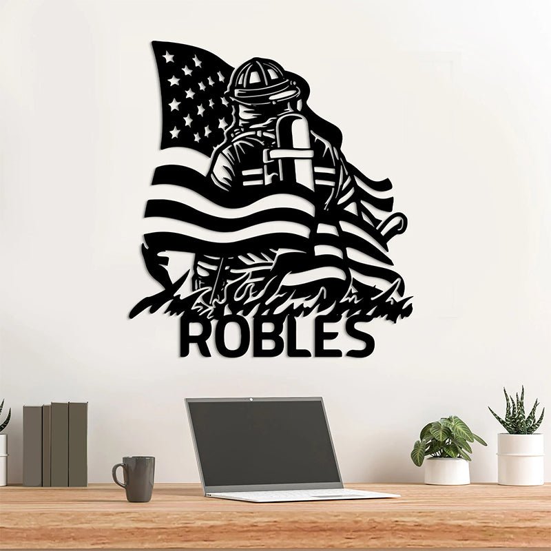 Customized Father’s Day Gift Metal Sign for Firefighters – Personalized with Name, Rank or Service Years, Honoring Dad’s Dedication as a Firefighter 02250752 - DiyGiftly