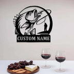 Customized Fishing Fisherman Catching Fish Metal LED Sign Personalized Outdoor Cabin Wall Art Gift 59506944 - DiyGiftly