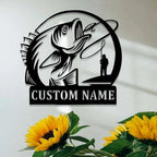 Customized Fishing Fisherman Catching Fish Metal LED Sign Personalized Outdoor Cabin Wall Art Gift 59506944 - DiyGiftly